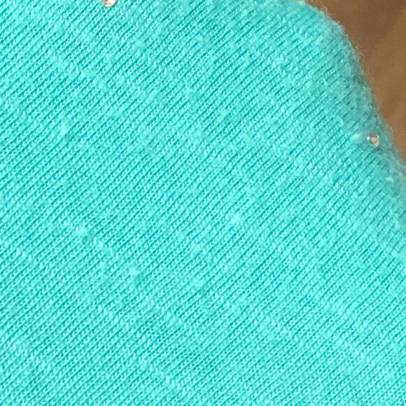 Vanity Green White Floral Sheer Lace Rhinestones Blouse Size Small - Picture 7 of 11